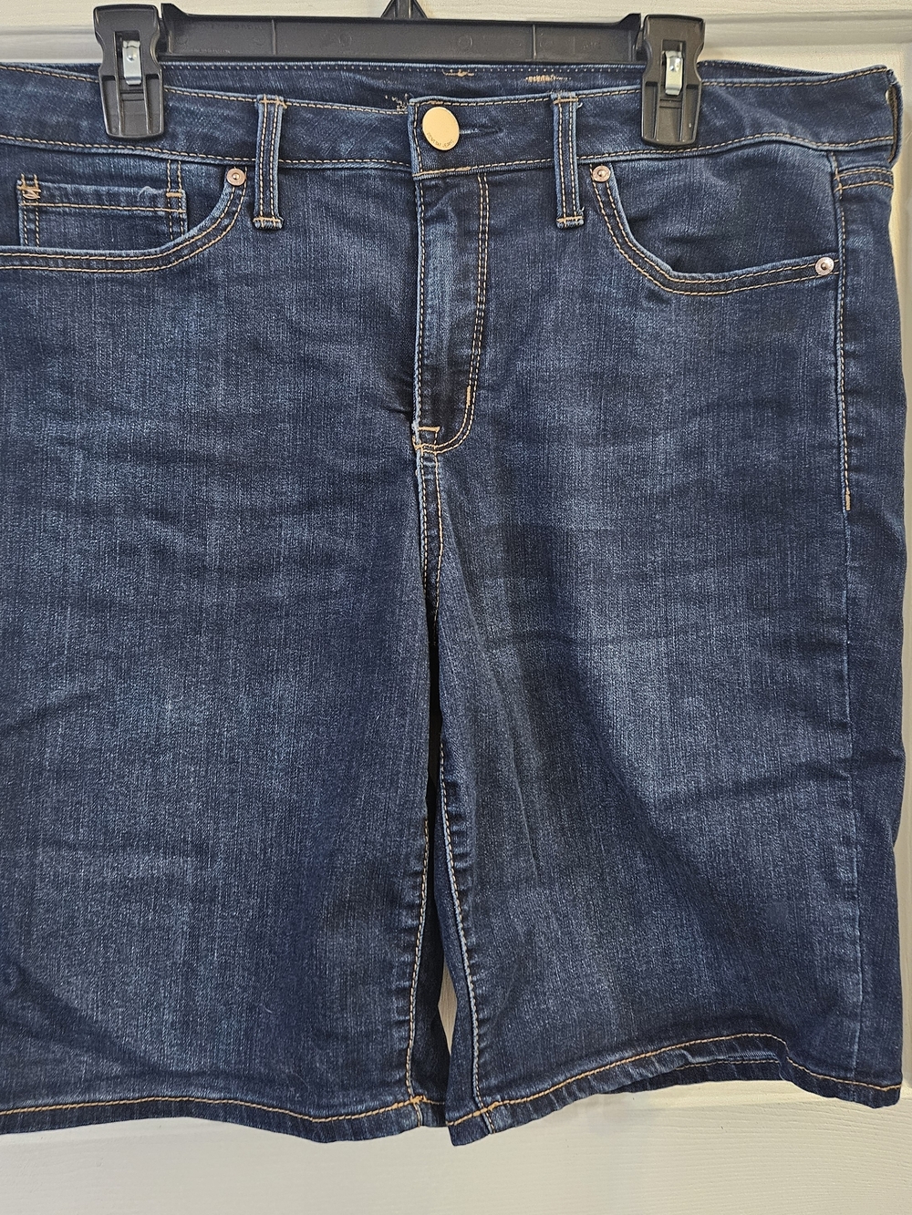 Seven7 Womens Blue Medium Wash Pockets Jean Sunset Bermuda Shorts Size 14